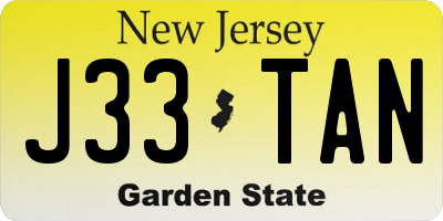NJ license plate J33TAN