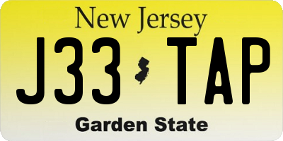 NJ license plate J33TAP