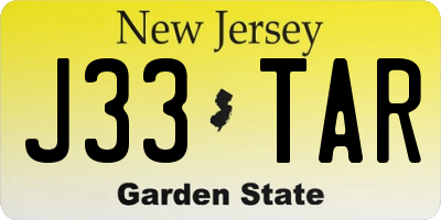 NJ license plate J33TAR