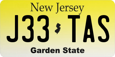 NJ license plate J33TAS