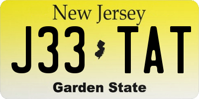 NJ license plate J33TAT
