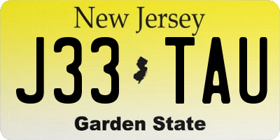 NJ license plate J33TAU