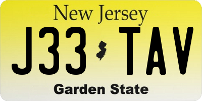 NJ license plate J33TAV