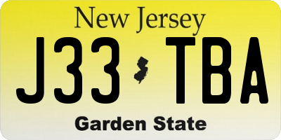 NJ license plate J33TBA
