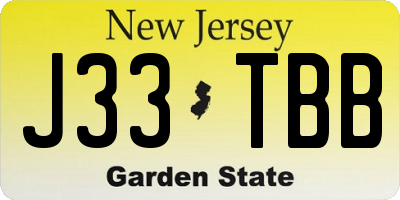 NJ license plate J33TBB
