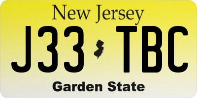 NJ license plate J33TBC
