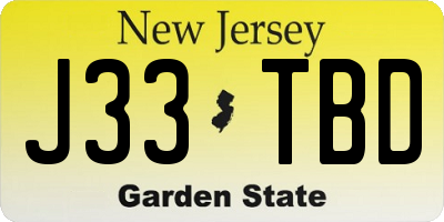 NJ license plate J33TBD