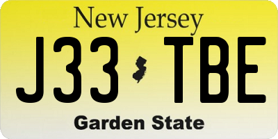 NJ license plate J33TBE