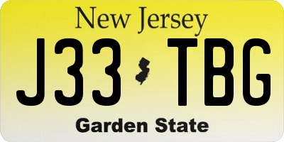 NJ license plate J33TBG