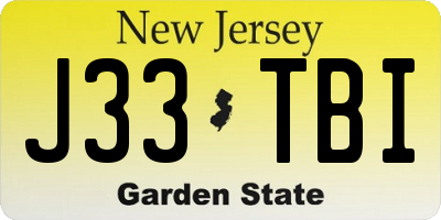 NJ license plate J33TBI