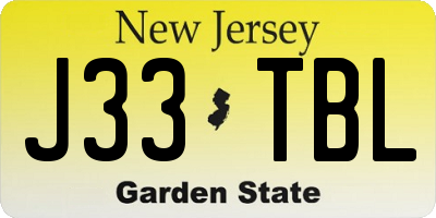NJ license plate J33TBL