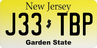 NJ license plate J33TBP