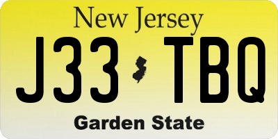 NJ license plate J33TBQ