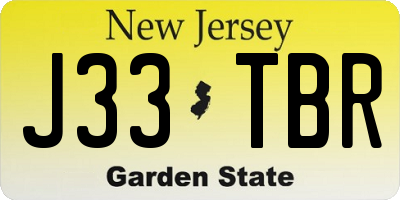 NJ license plate J33TBR