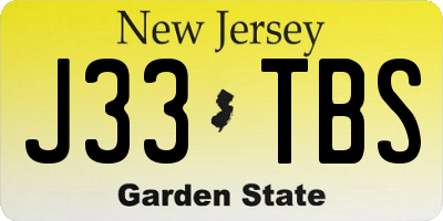 NJ license plate J33TBS