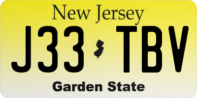 NJ license plate J33TBV