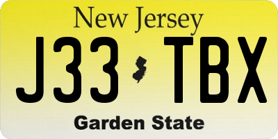 NJ license plate J33TBX