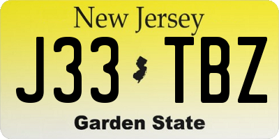 NJ license plate J33TBZ