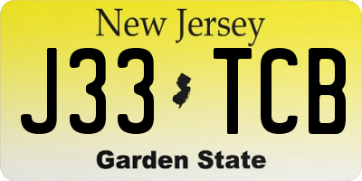 NJ license plate J33TCB