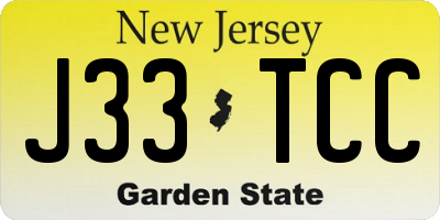 NJ license plate J33TCC