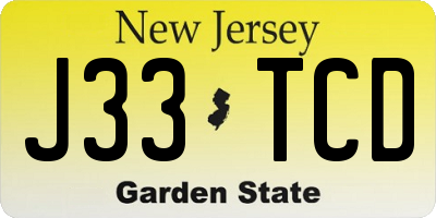 NJ license plate J33TCD