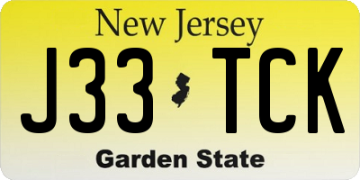 NJ license plate J33TCK