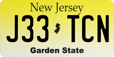 NJ license plate J33TCN