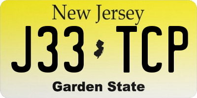 NJ license plate J33TCP