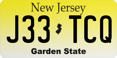 NJ license plate J33TCQ