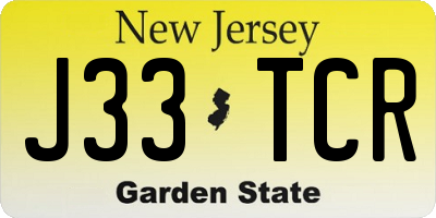 NJ license plate J33TCR