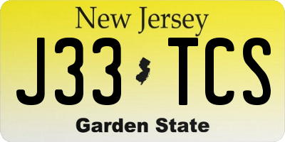 NJ license plate J33TCS