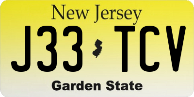 NJ license plate J33TCV