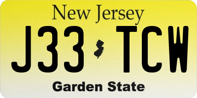 NJ license plate J33TCW