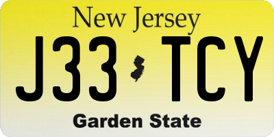 NJ license plate J33TCY