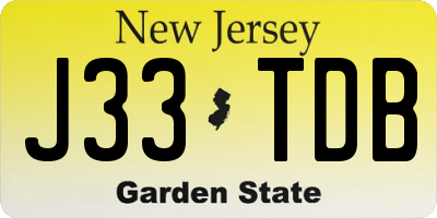 NJ license plate J33TDB