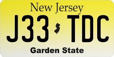NJ license plate J33TDC