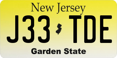 NJ license plate J33TDE