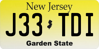 NJ license plate J33TDI