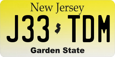 NJ license plate J33TDM