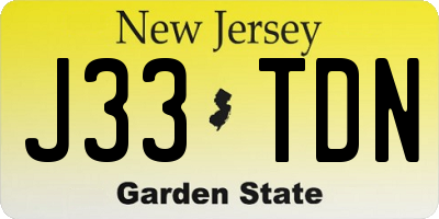 NJ license plate J33TDN