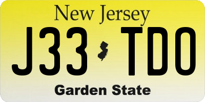 NJ license plate J33TDO