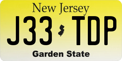 NJ license plate J33TDP