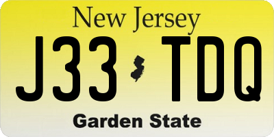 NJ license plate J33TDQ