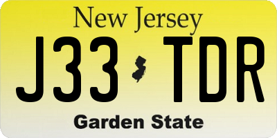 NJ license plate J33TDR