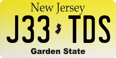 NJ license plate J33TDS