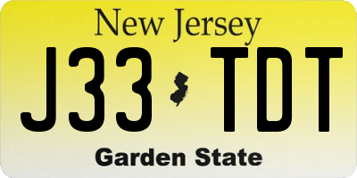 NJ license plate J33TDT
