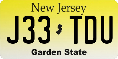 NJ license plate J33TDU