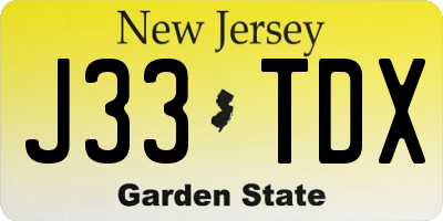 NJ license plate J33TDX