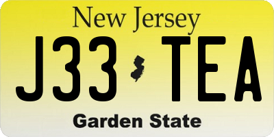 NJ license plate J33TEA