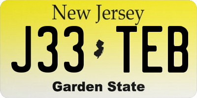 NJ license plate J33TEB